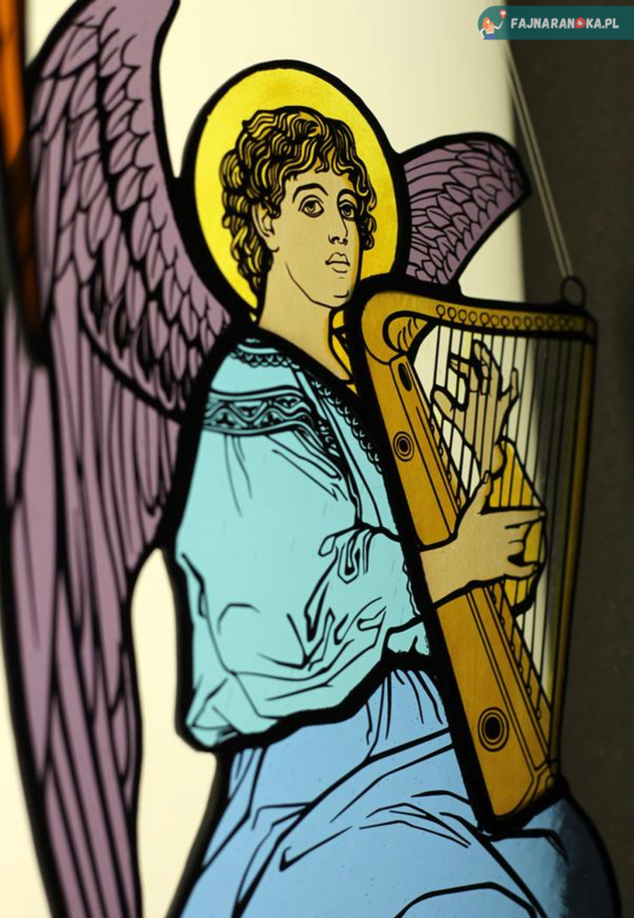 Witraż z aniołem z krakowskiej Paracowni Witrażu.