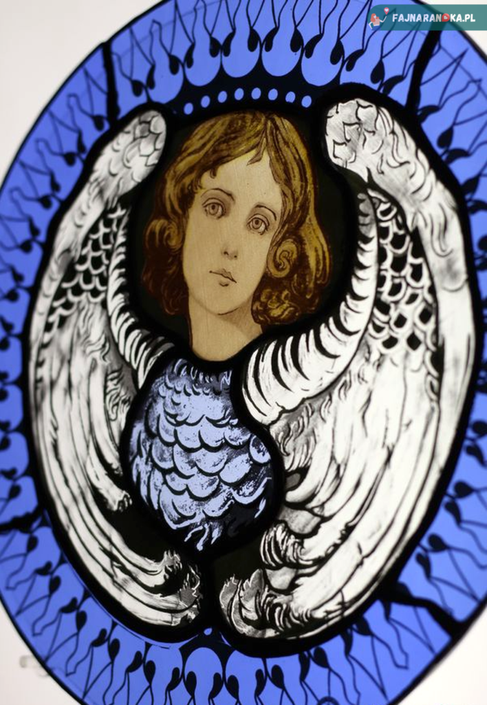 Witraż z aniołem z krakowskiej Paracowni Witrażu.