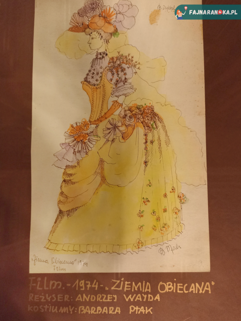 Szkic kostiumu dla postaci Lucy Zuckerowej z filmu Ziemia Obiecana w Muzeum Kinematografii w Łodzi.